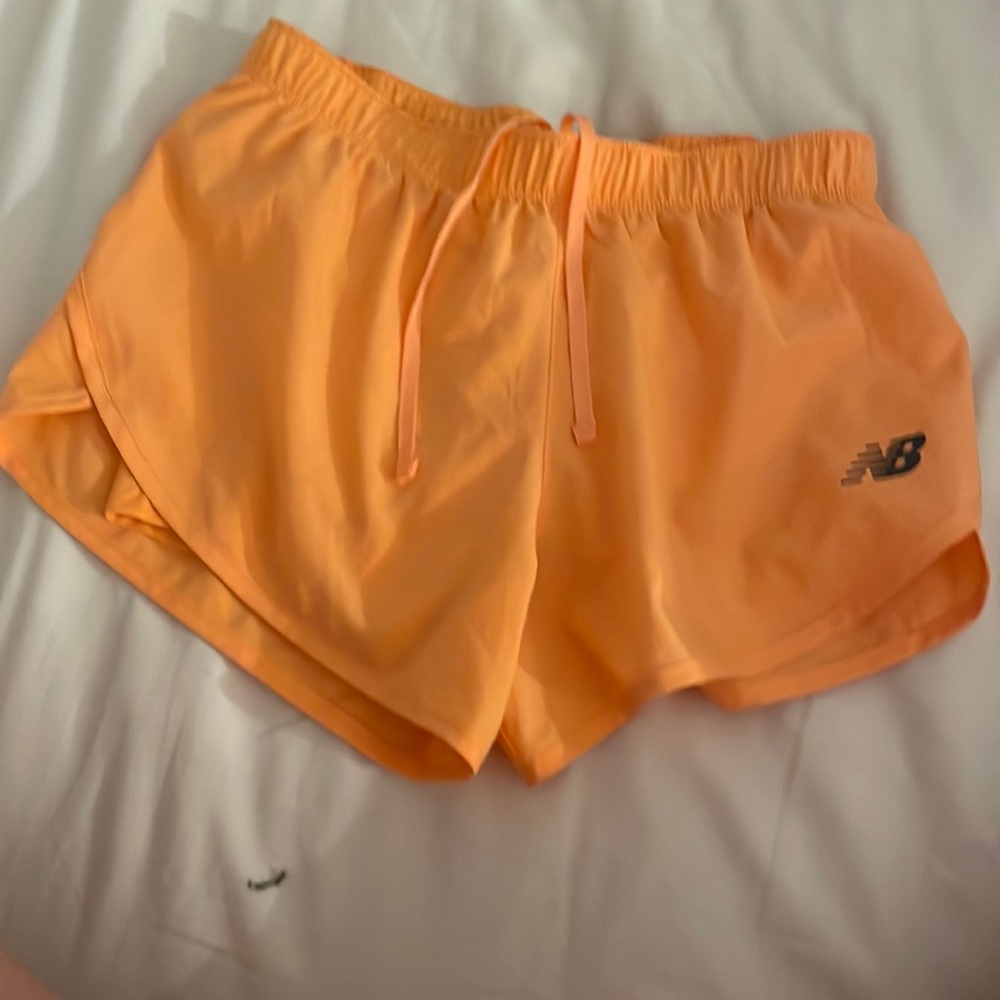 New Balance Vibrant Orange Sports Shorts with Built In Biker Shorts
